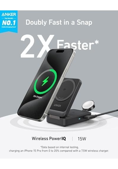 Maggo 3in1 Kablosuz Katlanır Şarj B25m8, Siyah