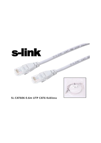 S-Link Sl-Cat606 Cat6 0.60Mt Gri Utp Patch Kablo
