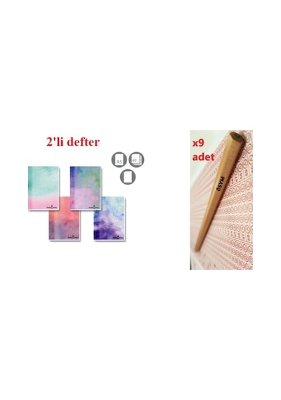 Kdik A5 Watercolors 2'li Defter & 9'lu Natural Ösym Sınav Kalemi