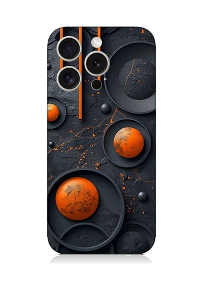 Apple Uyumlu iPhone 15 Pro Max Turuncu Desen Desenli Silikon Kılıf Silikon