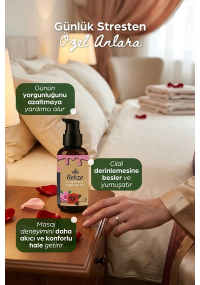 Gül Aromalı Doğal Ve Yenilebilir Masaj Yağı 100 Ml Romantik Dokunuşlar Için - 635849396
