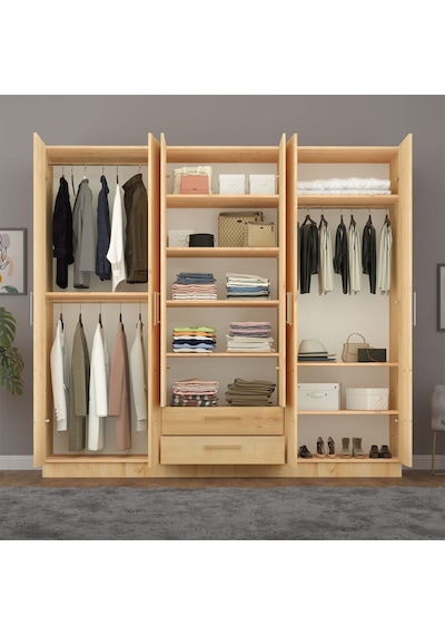 Asra Trend 6 Kapaklı Gardırop G-05 %100 MDF 2 Çekmeceli Aynalı Elbise Dolabı Safir Meşe Asra Trend 6 Kapaklı Gardırop G-05 %100 MDF 2 Çekmeceli Aynalı Elbise Dolabı Safir Meşe
