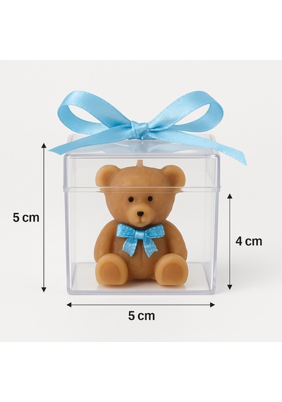 Hediyelik Ayıcık Mum Erkek Bebek Mavi Kurdeleli, Bebek Kokulu, Etiketli Mevlüt & Baby Shower Hediyesi 10 Adet Kahverengi