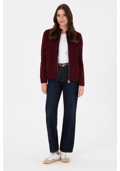 U.S. Polo Assn. U.s. Polo Assn. Kadın Plum Hırka Triko 50314669-vr177 New Plum