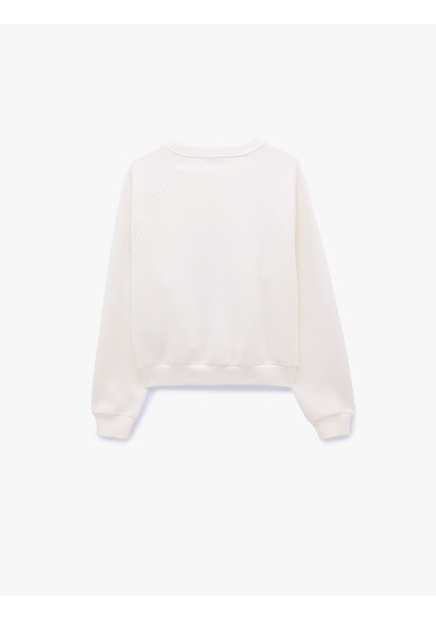 Koton Üç İplik Şardonlu Rahat Kalıp Uzun Kollu Bisiklet Yaka Sweatshirt Ekru 7wal10047ık