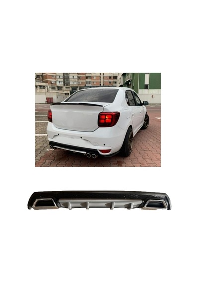 Renault Symbol 13-18 Uyumlu Body Kit Difüzör 2 Çıkış Kare Gri Model 3