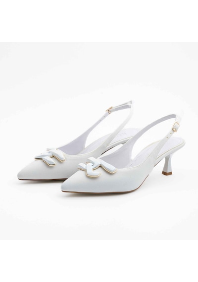 Ruxene Mui Kapalı Sivri Burun 6cm İnce Topuk Toka Detaylı Arkası Açık Stiletto - Topuklu Ayakkabı 001