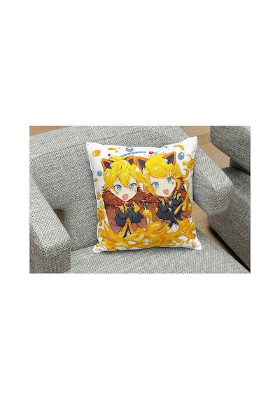 Owl Bag Kagamine Rin And Len Beyaz Fon Desenli Tasarım Kare B0ş Yastık Kılıfı Çok Renkli
