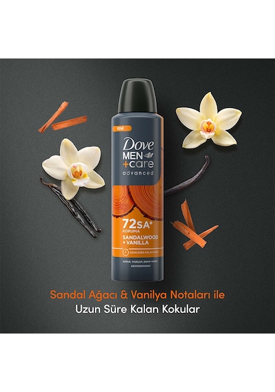 Dove Men +care Advanced Erkek Deodorant 72 Saat Koruma Sandalwood Vanilla 150 Ml