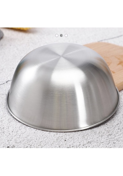 Qerhome 2'li Paslanmaz Çelik Inox Karıştırma Kabı 1800-3300 Ml 23-27 Cm Gümüş