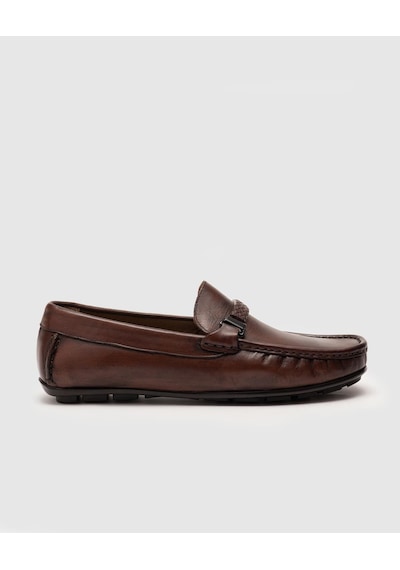 Hakiki Deri Kahverengi Erkek Loafer Kahverengi