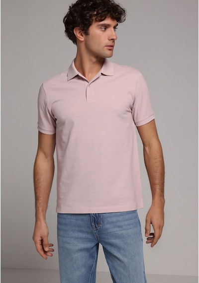 Colins Regular Fit Polo Yaka Düz Erkek Pembe Kısa Kol Tişört Cl1073960 Q1.v2 Plı Pembe