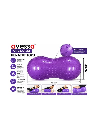 Avessa 90x45 Penatut Fıstık Şekilli Pilates Topu Mor