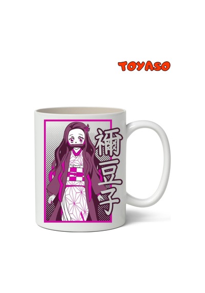 Demon Slayer Nezuko Kamado Anime Baskılı Kupa Bardak - Arkadaşa Sevgiliye Hediye Kupa Bardak Beyaz