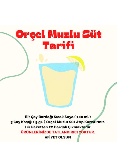 Orçel Muzlu Süt Aromalı İçecek Tozu Oralet Çay 4 x 200 G