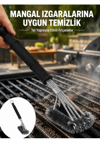 Uzun Saplı Izgara Temizleme Fırçası Çelik Telli Yeni Nesil Mh-hs8310-2704