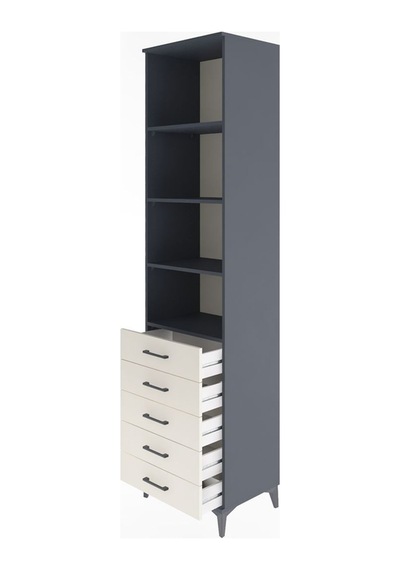 Hyperion Dolap 4 Raflı 5 Çekmeceli 60x44x243 Antrasit-aytaşı Antrasit