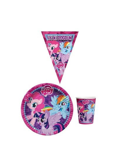 Pony 8 Kişilik Kız Doğum Günü Mini Set Kız Çocuk Parti Seti