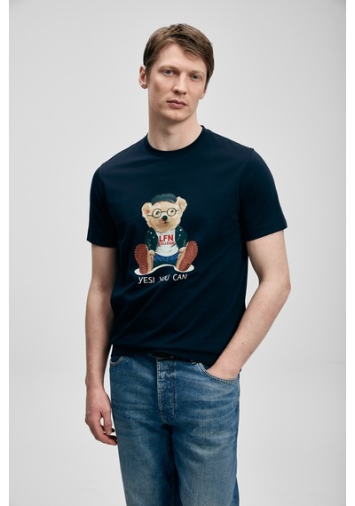 Lufian Teddy Modern Grafik T- Shirt Lacivert Lacivert 111020305100200 Lacivert