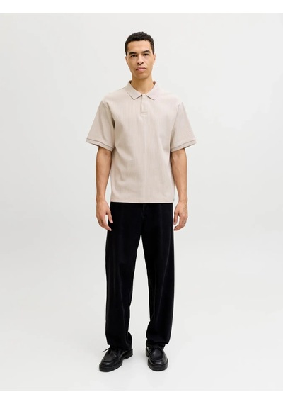 Jack & Jones Jjeharrison Structure Polo Ss Ln Erkek T-shirt-32745 Krem