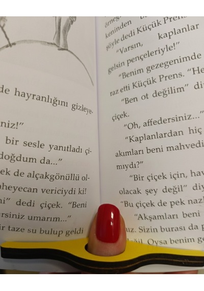 Ahşap Kitap Tutucu Aparat - Tek Elle Kitap Okuma Desteği - Baş Parmak Kitap Ayracı