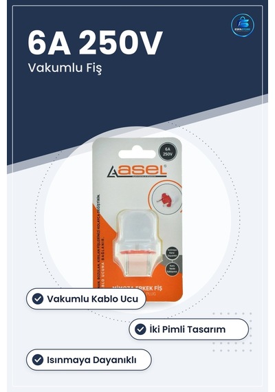 Vakumlu Erkek Fiş Mimoza 6a 250v Kablo Ucu Elektrik Bağlantısı Ev
