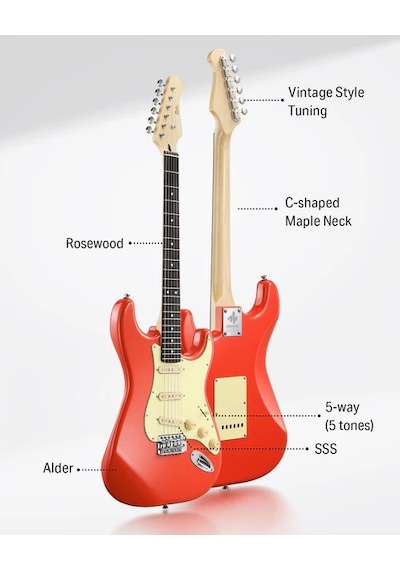 Donner Dst-600 Elektro Gitar Fiesta Red