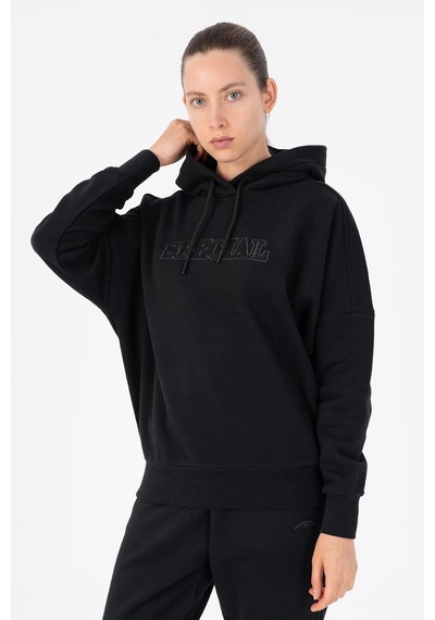 Maraton Oversize Kadın Kapüşonlu Siyah- Sweatshirt Siyah-