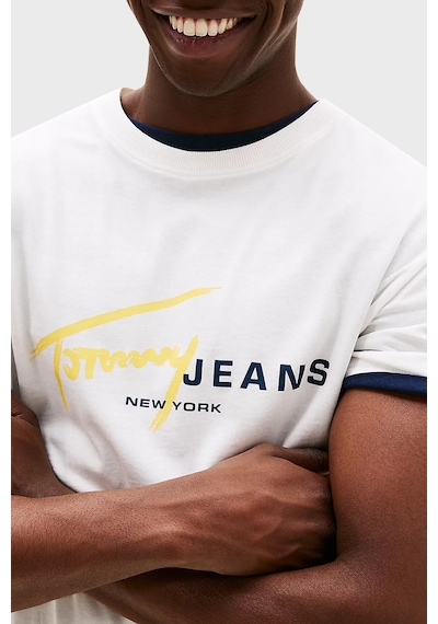 Tommy Jeans Erkek T Shirt Dm0dm20817 Ybl Beyaz Beyaz