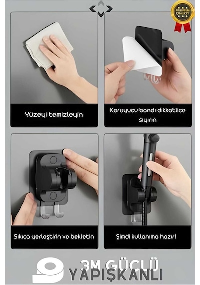 Yapışkanlı Duş Tutacagı Siyah Mafsal Diğer