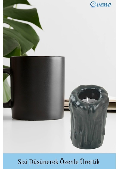 Mumluk Şamdan Tealight Mum Uyumlu Büyük Erimiş Mum Model - Siyah