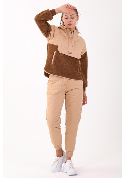 Maraton Sportswear Comfort Kadın Kapşonlu Uzun Kol Outdoor Taba Sweatshirt 21441-taba Taba