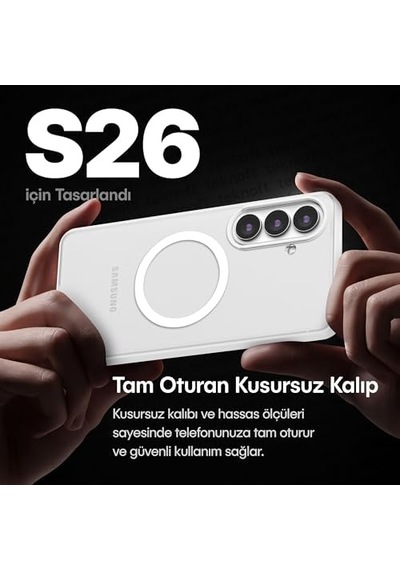 Galaxy S26 İçin Matt Flex Serisi Magsafe İle Uyumlu Yükseltilmiş Lens Çerçeveli Ultra Güçlü Darbeye Dayanıklı Yumuşak Silikon Kılıf Beyaz, Galaxy S26 50 x 22