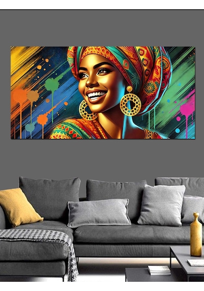 Kanvas Tablo Renkli Geleneksel Afrikalı Kadın