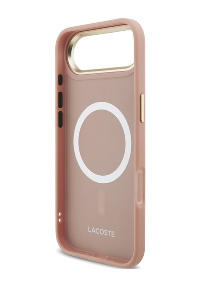 Apple Uyumlu iPhone 17 Air Kılıf Lacoste Lisanslı M-safeli Champs Elysees Pu Deri Tasarımlı Kapak Pembe Pembe