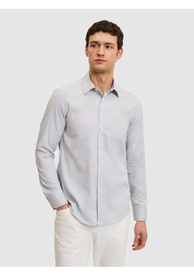 Cacharel Gri Slim Fit Pamuk Karışımlı Gömlek