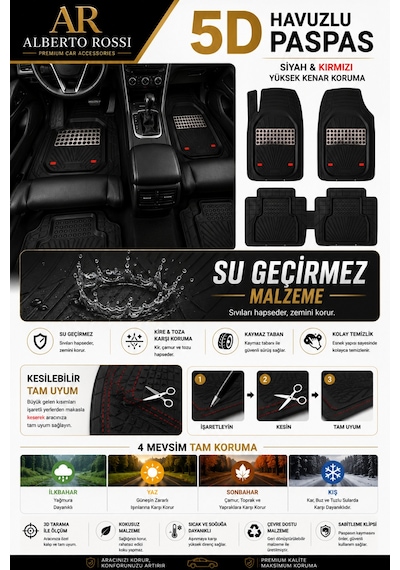 Dacıa Jogger Extreme Eco-g 2026 Model Uyumlu Joker Krom 5d Havuzlu Paspas Yumuşak Kaymaz Taban