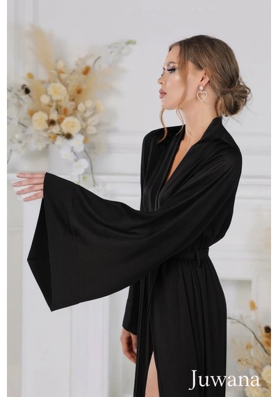 Juwana Gelin Sabahlık Uzun Ipeksi Saten Kimono