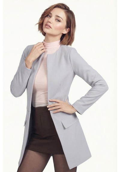 Armonika Kadın Gri Beli Dikişli Uzun Ceket Arm-26k001017