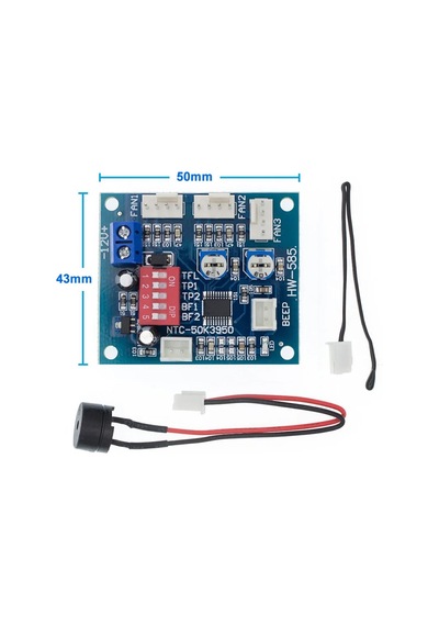 3 Kanal Dc 12v 4a Pwm Fan Hız Kontrol Hw585 Otomatik Sıcaklık Kontrol Ntc Sensör Buzzer Uyarı Pc