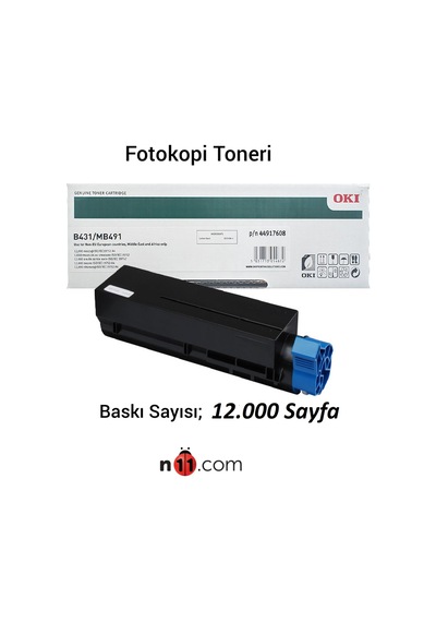 Oki B431 / Mb491 Siyah Toner 44917608