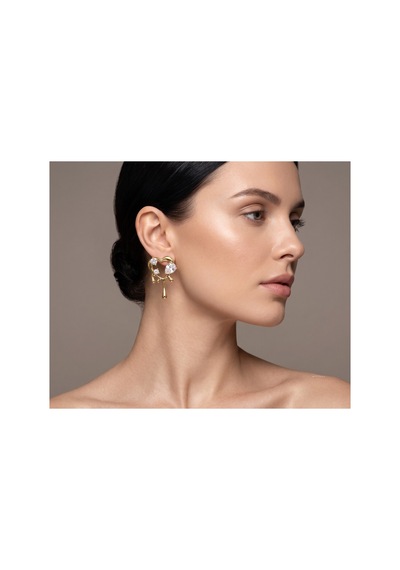 Golden Heart Bloom Crystal Küpe Altın