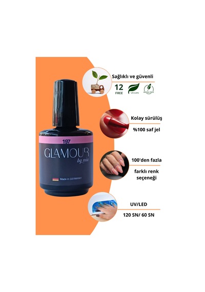 Glamour By Mia 197 Açık Somon Rengi Kalıcı Oje 15 Ml Hema Free Tpo Free Pembe