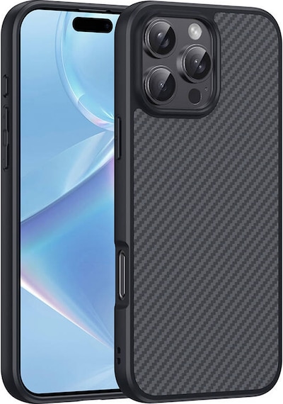 Apple Uyumlu iPhone 16 Pro Max Kılıf M-safe Şarj Özellikli Karbon Fiber Tasarımlı Zore Elnino Kapak Siyah