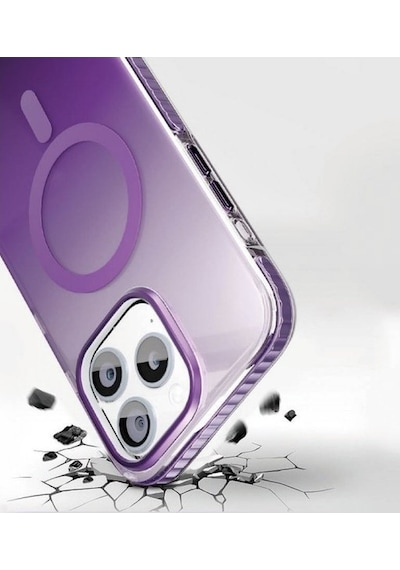 Apple Uyumlu iPhone 16 Grace Renk Geçişli Magsafe Koruyucu Kılıf Mor