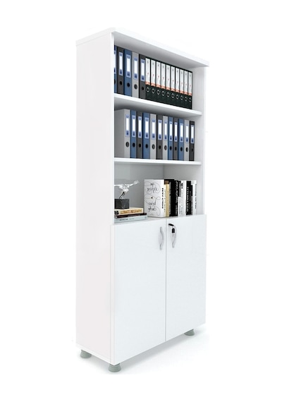 Modüler Dünyası Kapaklı Kitaplık Dosya Dolabı Beyaz - 80X38X188 Beyaz