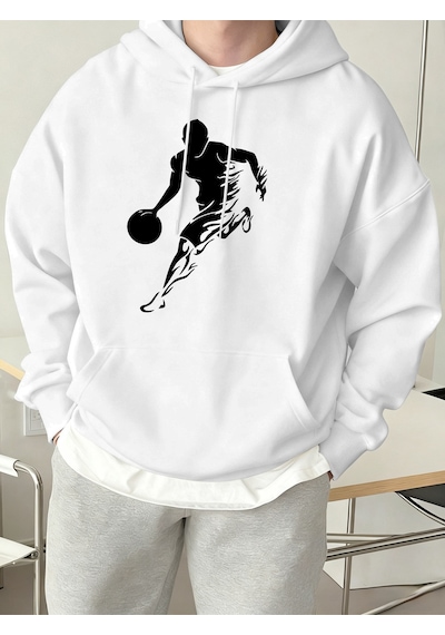 Startmore Startmoreşu Anda Basketbol Oynuyor Baskılar Erkekler Kapüşonlu Üstler Hip Hop Spor Kazaklar Rahat Gevş Beyaz