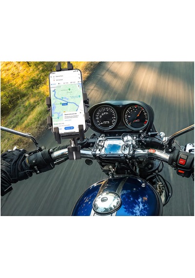 Titreşim Önleyici Gidon Telefon Tutucu Dayanıklı Abs Paslanmaz Çelik Yapı 4.7-6.9" Uyumlu Gümüş - Siyah