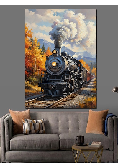 Ahşap Tablo Buharlı Tren Manzarası