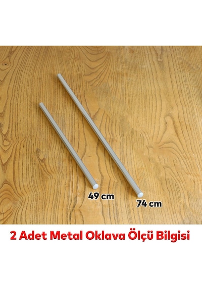 Badem10 Alüminyum Metal Oklava 2'li Set 74-49 Cm Börek Hamur Yufka Açma Silindir Yuvarlak Uzun Kısa Mutfak